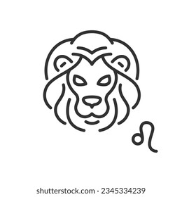 Leo, linear icon. Zodiac sign. Line with editable stroke