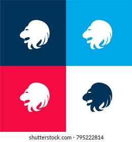 Leo lion head side four color material and minimal icon logo set in red and blue