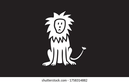 Leo Lion icon logo isolated on black background sign symbol vector illustration white style Zodiac sign vintage design 