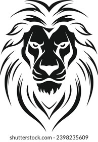 Leo Logo Illustration that embodies the spirit of Leo, the lion sign of the zodiac black and white