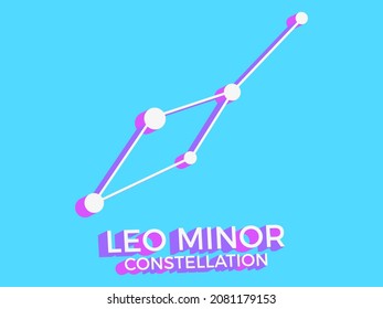 Leo Minor constellation 3d symbol. Constellation icon in isometric style on blue background. Cluster of stars and galaxies. Vector illustration