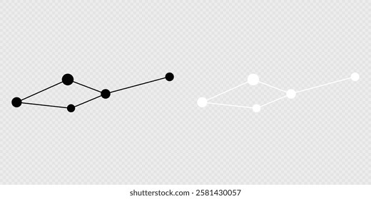 Leo Minor constellation map set. Vector illustration.