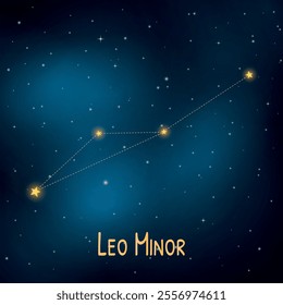 Leo minor constellation on a starry night sky background.