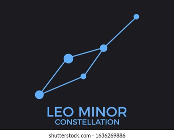 Leo Minor constellation. Stars in the night sky. Cluster of stars and galaxies. Constellation of blue on a black background. Vector illustration