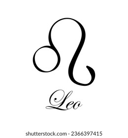 Leo with name. Horoscope with 12 or 13 zodiac signs. Astrology, fortune telling, constellation, stars, ascendant, pseudoscience, natal chart. Italic style