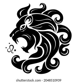 Leo. New, stylish zodiac sign. Horoscope. Isolated silhouette.