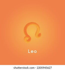 Leo power color zodiac horoscope soft fur vector design illustration with editable gradient background	