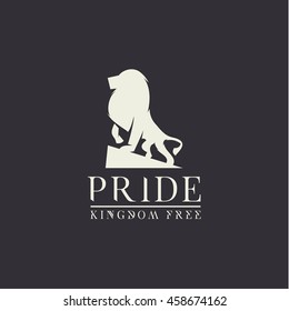 Leo Pride modern vector logo sign on the pedestal is an animal, illustration art