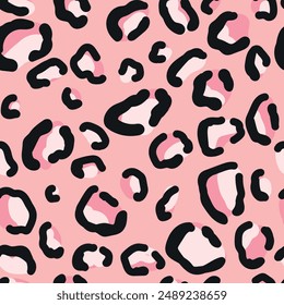 Leo print on pink background, seamless pattern.