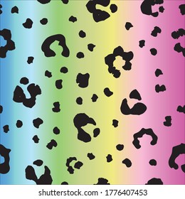 Leo Seamless Jaguar Dot. Vector Trout Fur. Leo Animal Print. Gradient Cheetah Texture Camouflage. Leopard Jungle Skin. Neon Realistic Cheetah Leather Fur. Blue Animal Blot. Rainbow Cheetah Print.