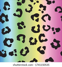Leo Seamless Jaguar Fur. Vector Animal Fur. Gradient Leopard Pattern Spectrum. Rainbow Abstract Leopard Blotter Dot. Leo Animal Spray. Leopard Jungle Spot. Green Animal Spot. Neon Cheetah Print.