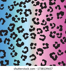 Leo Seamless Jaguar Ink. Pink Cheetah Print. Gradient Leopard Pattern Background. Violet Abstract African Inkblot. Blue Animal Blot. Vector Trout Ink. Purple Mud Animal Splat. Leopard Jaguar Skin.