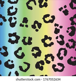 Leo Seamless Vector Cat. Jaguar Luxury Fur. Yellow Animal Drop. Cheetah Jaguar Skin. Gradient Leopard Texture Spectrum. Mud Animal Color. Rainbow Gradient Panther Inkblot Fun. Pink Leopard Print.