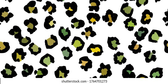 Leo Seamless Vector Dot. Leopard Jungle Spot. Jaguar Luxury Ink. Gradient Cheetah Leather Camouflage. Beige Cheetah Print. Green Mud Animal Color. Beige Animal Dirt. Green Seamless Panther Glitter Art