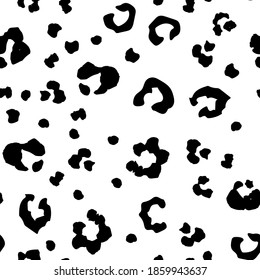 Leo Seamless Vector Fun. Nieve Cheetah Jaguar Skin. Punto de animales negros. Camuflaje Leopard Seamless Texture. Impresión de Jaguar blanco. Leopardo blanco repite tinta. Spatter africano sin foco. Placa de animales de barro.