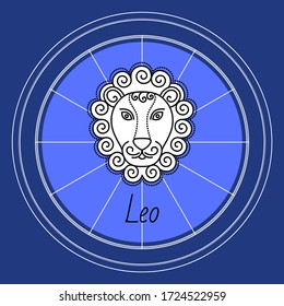 Leo sign of horoscope, design of astrological element. Nemean lion image in sketchy manner. Western zodiac symbol with fixed modality for people born in july and august. Vector in flat style