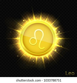 Leo sign. Horoscope symbol with sparkles, glitters and stars