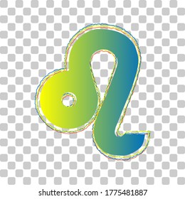 Leo sign illustration. Blue to green gradient Icon with Four Roughen Contours on stylish transparent Background. Illustration.