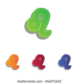Leo sign illustration. Colorfull applique icons set.