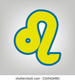 Leo sign illustration. Icon in colors of Ukraine flag (yellow, blue) at gray Background. Illustration.