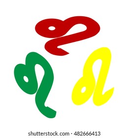 Leo sign illustration. Isometric style of red, green and yellow icon.