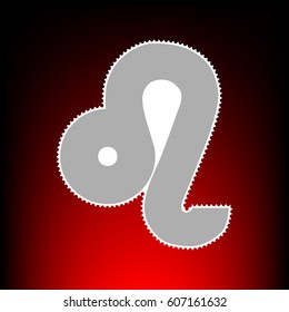 Leo sign illustration. Postage stamp or old photo style on red-black gradient background.