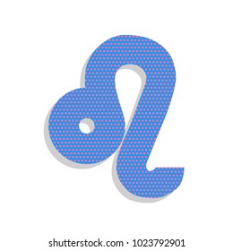 Leo sign illustration. Vector. Neon blue icon with cyclamen polka dots pattern with light gray shadow on white background. Isolated.