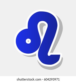 Leo sign illustration. Vector. New year bluish icon with outside stroke and gray shadow on light gray background.