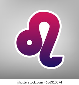 Leo sign illustration. Vector. Purple gradient icon on white paper at gray background.