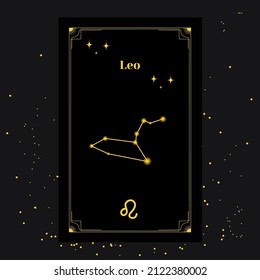 Leo Signs, Zodiac Background. Beautiful vector images in the middle of a stellar galaxy with the constellation