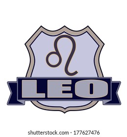 leo stamp whit on vector illustration