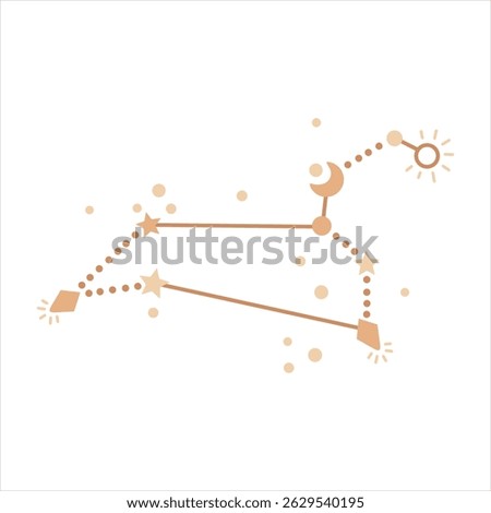 Leo Star Constellation - Boho style zodiac vector hand drawn illustration