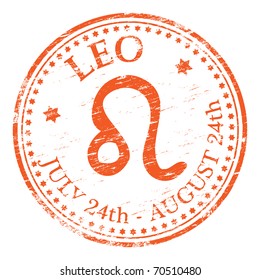 "LEO" Star sign rubber stamp illustration