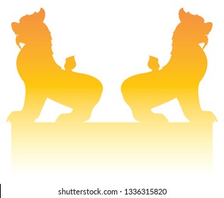 Leo Stone Guardians at Myanmar temple