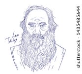 Leo Tolstoy hand drawn vector line art portrait