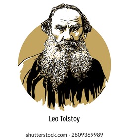 Leo Tolstoy is one of the most famous Russian writers and thinkers, one of the world's greatest novelists. Hand-drawn vector illustration