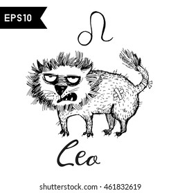 Leo. Vector funny zodiac cats 