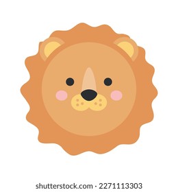 Leo vector illustration. Cute zodiac sign round icon. Lion animal symbol. Isolated.
