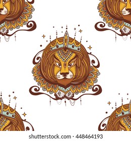 Leo vector illustration seamless pattern