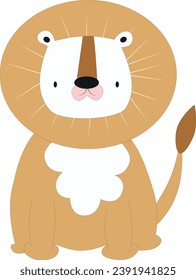 Leo. Vector image of a cute animal. Children's illustration for stickers, postcards, prints