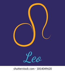 Leo vector zodiac icon. Astrological signs with name. Graphic element for print designs - calendar, poster, sky map, sticker 