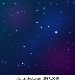Leo vector Zodiac sign bright stars in cosmos