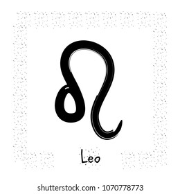 leo vector zodiac sign, hand drawn with ink brush. Vector illustration