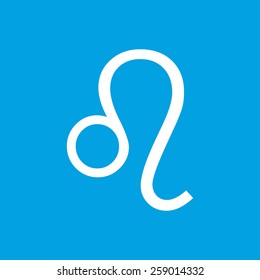 Leo web white icon isolated on a blue background. Vector symbol