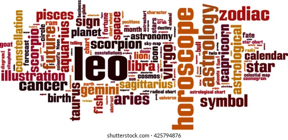 Leo word cloud concept. Vector illustration