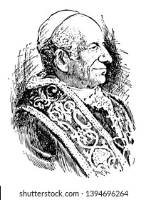 Leo XIII 1810 to 1903 he was a pope from 1878 to 1903 vintage line drawing or engraving illustration