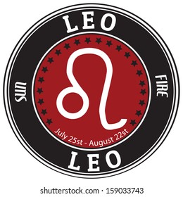 Leo zodiac astrology label suitable for use on website, in print and promotional materials, and for advertising