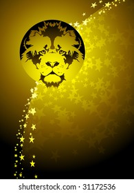 Leo zodiac background with vector stars and soft glow