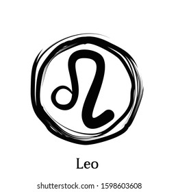 Leo Zodiac circle symbols. Astrology constellation vector illustration.