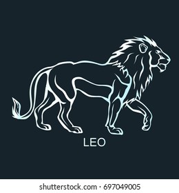Leo zodiac constellation. Flat vector sign with animal silhouette